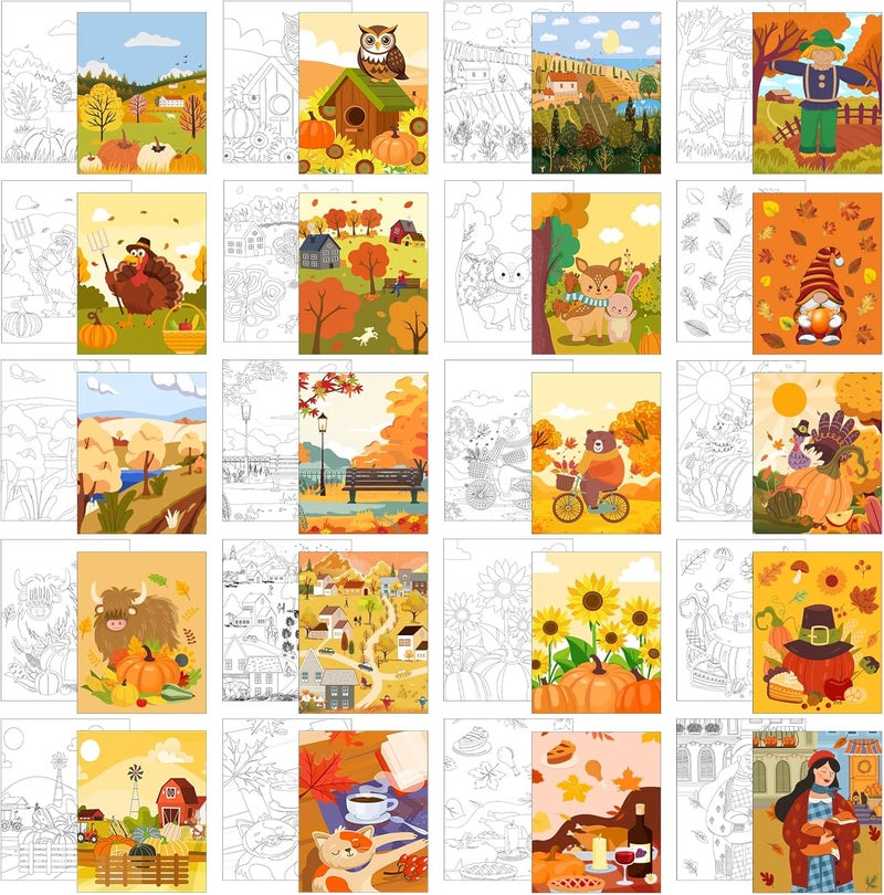 Sherr 20 Pcs Stretched Pre Drawn Canvas Afro Queen Black Art for Painting for Adults Outline Pre Drawn Stretched Cotton Canvas to Paint Party Set, 8 x 10'' (Autumn) - Image 1